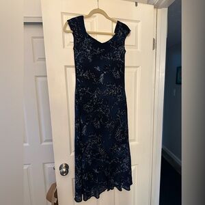 Casual Corner Navy Blue Floral Dress Size S